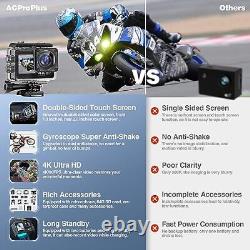 4K Action Camera, Sports Video Camera WiFi with Touch Screen Dual Screen 131FT