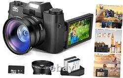 4K Digital Camera, Vlogging Camera with WiFi for YouTube, Autofocus 16X Zoom