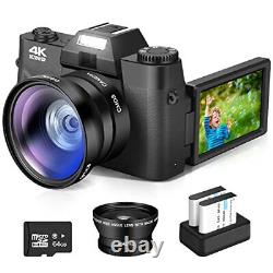 4K Digital Camera, Vlogging Camera with WiFi for YouTube, Autofocus 16X Zoom