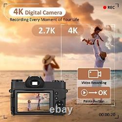 4K Digital Camera, Vlogging Camera with WiFi for YouTube, Autofocus 16X Zoom