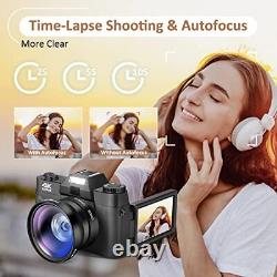 4K Digital Camera, Vlogging Camera with WiFi for YouTube, Autofocus 16X Zoom