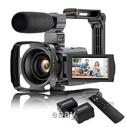 4K Video Camera Camcorder with Microphone, 48MP Vlogging Camera for YouTube