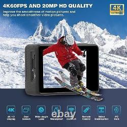 4K60FPS Action Camera for Video Recording WIFI with Touch Screen Dual Screen