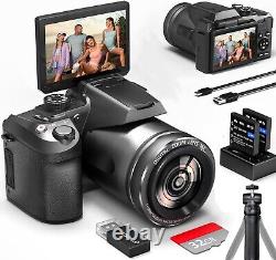 Digital Camera 64MP 4K 16X WiFi Autofocus for YouTube with 2 Batteries 32GB TF