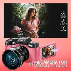 Digital Cameras 4K 48MP 16X WiFi AutoFocus WithWide-Angle & Macro Lens for YouTube