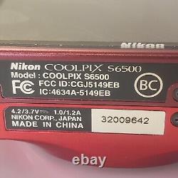 Nikon COOLPIX S6500 Digital Camera 16.0 MP 12x Optical Zoom Full HD WiFi Red