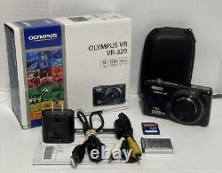 Olympus VR-320 HD Digital Camera Bundle with SD Memory Card Charger TESTED GOOD