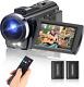 Sunscien Video Camera Camcorder, Full Hd 1080p Digital Youtube Vlogging Camera